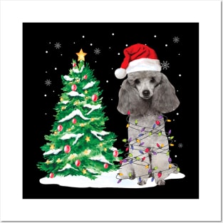 Poodle Santa Christmas Tree Lights Posters and Art